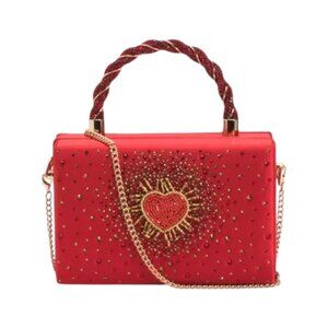 ALESSIA BIANCHI Red Beaded Heart Satchel